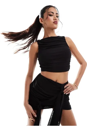 Missyempire Missy Empire mesh racerneck sleeveless crop top in (part of a set)