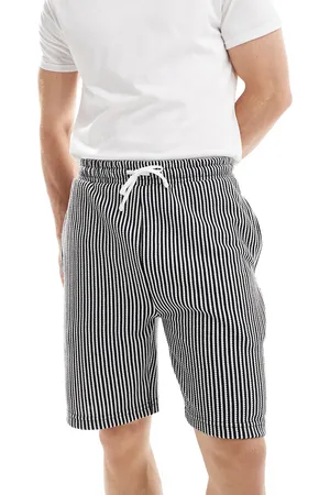 Brave Soul Jacquard stripe knitted shorts in black and