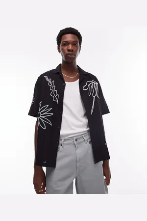 Topman Short sleeve embroidered floral shirt in