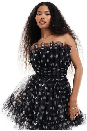 Lace & Beads Bandeau structured mini dress in