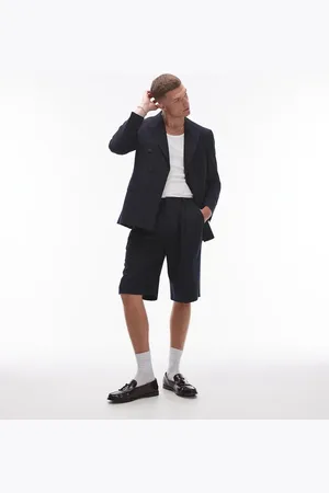 Topman Linen blend mix longline shorts in
