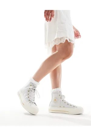 Converse Chuck Taylor All Star Lift Hi sneakers in grey with gold details