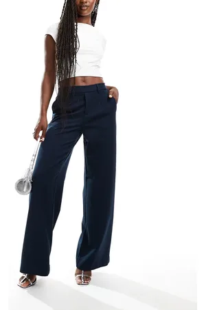 Object Wide leg tailored pants in navy
