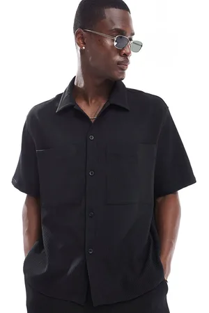 Bershka Plisse pocket shirt in (part of a set)