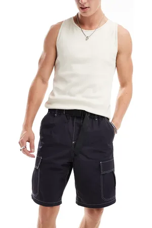 ASOS Cargo shorts with belt detail in navy-Grey