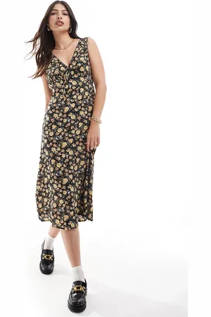 Brave Soul V neck floral print midi dress in