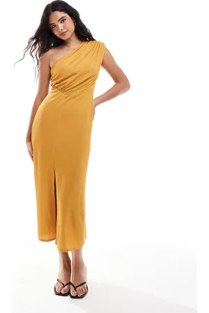 Closet One shoulder midaxi dress in -Yellow