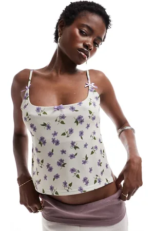 Daisy Street Ditsy printed bow detail backless cami top-Orange