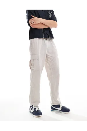 JACK & JONES Tapered linen pants with cargo pockets in beige-Neutral