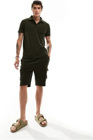 Brave Soul Towelling cargo shorts in (part of a set)-Green