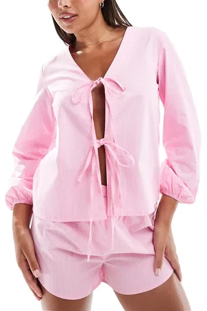 Luna Tie pyjama top in baby stripe