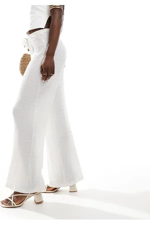 River Island Textured wide leg pants in -White