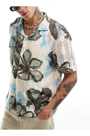 Bershka Crochet floral shirt in