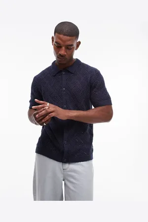 Topman Crochet button through shirt in