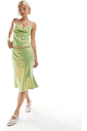 Labelrail X Olivia Grace Herring sequin flippy knee length midi skirt in (part of a set)