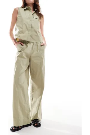 JDY Wide leg pants in sage green (part of a set)