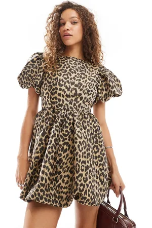 Sister Jane Puff sleeve bubble jacquard mini dress in -Multi