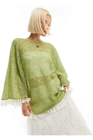 Labelrail X Olivia Grace Herring crochet tassel poncho in