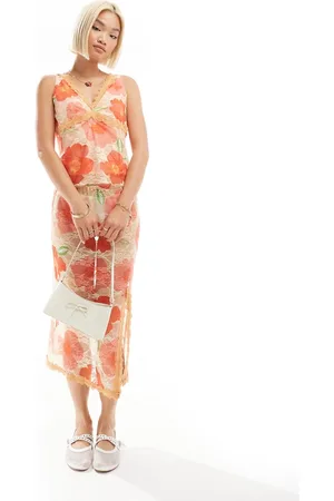 Labelrail X Olivia Grace Herring floral print lace edged mesh top in (part of a set)