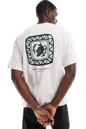SELECTED Oversized t-shirt with grape back print in cream-White