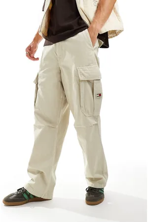 Tommy Hilfiger Aiden baggy cargo pants in stone-White
