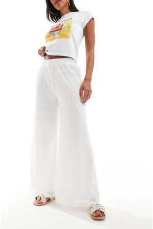 Closet Wide leg textured pants in -White