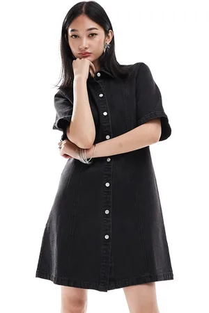Monki Denim mini shirt dress in