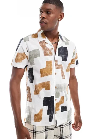 Threadbare Revere collar shirt with abstract all over print