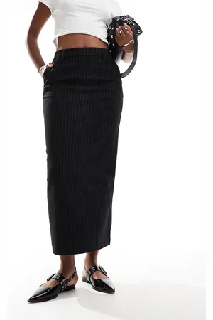 Object Tailored ankle length skirt in pinstripe