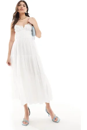 Forever New Ever New milkmaid midi dress in white