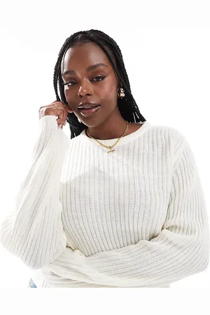 ASOS ASOS DESIGN Curve crew neck jumper in rib in -White