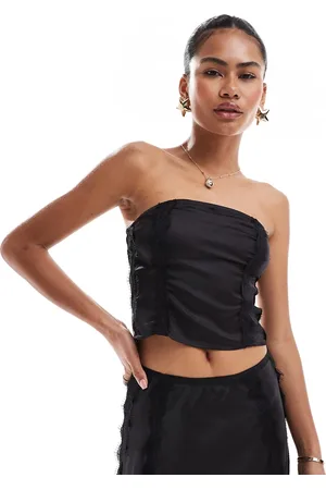 AllSaints Morgan strapless satin and lace top in (part of a set)