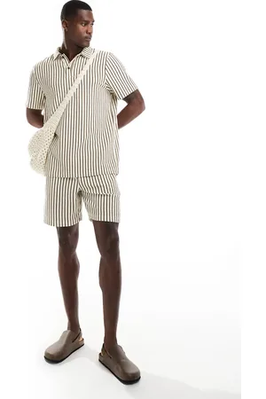 South Beach Towelling stripe beach shorts in (part of a set)-Neutral