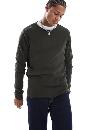 Brave Soul Ribbed jumper with raglan sleeve in khaki