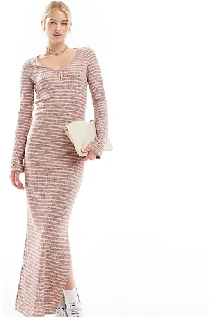VERO MODA Supersoft ribbed maxi dress in spacedye stripe