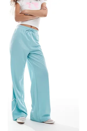 Monki Heart stripe straight leg track pant pants in with white stripes