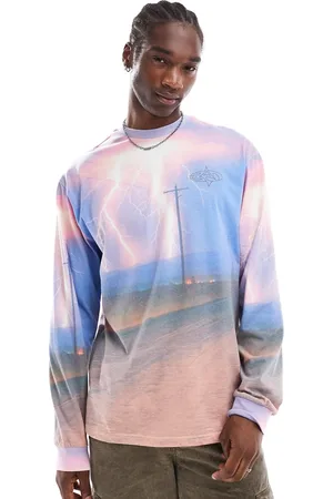 Basic Pleasure Mode Lightning print oversized long-sleeved t-shirt in