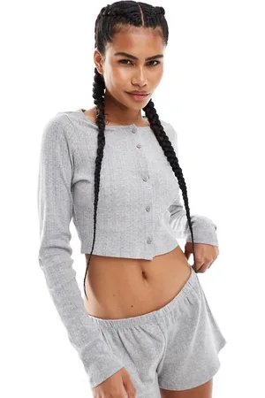 Monki Cropped button up cotton cardigan in (part of a set)