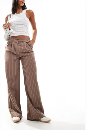 Reclaimed Mensy wide leg pants in pinstripe-Neutral