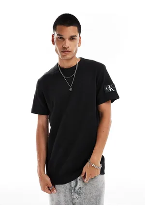 Calvin Klein Badge waffle t-shirt in black