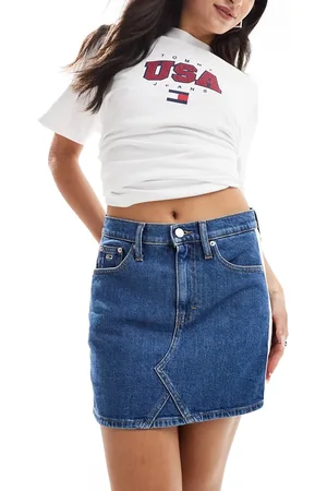 Tommy Hilfiger Izzie denim mini skirt in mid wash-Blue