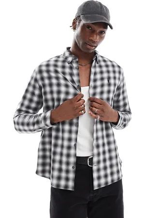 AllSaints Elektra long sleeve shirt in black check
