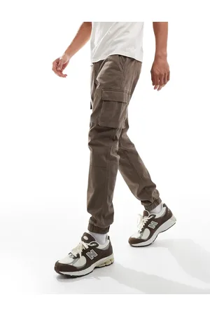 Only & Sons Tapered cuffed cargo pants in light brown