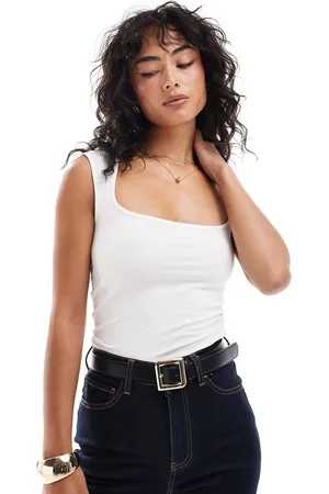 JJXX Square neck top in white
