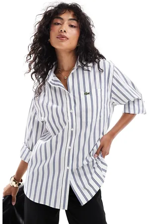 Lacoste Stripe long sleeve shirt in blue