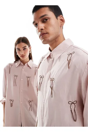 Sister Jane Unisex contrast bow embroidered shirt in