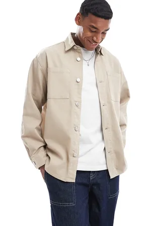 ADPT. Oversized twill overshirt in -Neutral