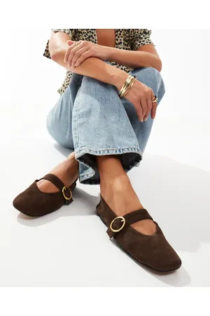ASOS Luxe Premium leather mary jane ballet flats in