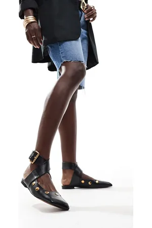 ASOS Level premium leather studded ballet flats in