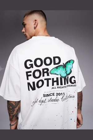 Good For Nothing Fruit graphic back t-shirt in stone-White